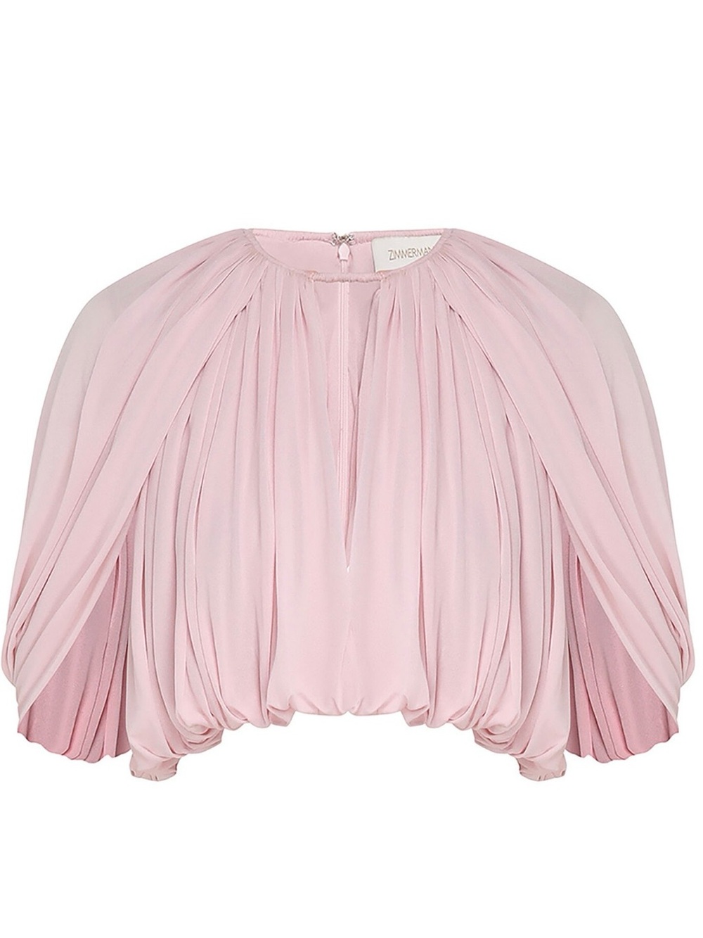 Brand new w/ tags !! Zimmermann Blush Pleated Silk Cape-Sleeve Blouse